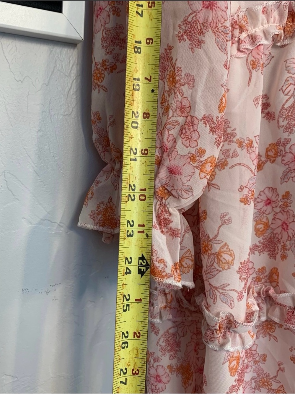 Dokotoo Pink White Floral Ruffle Deep V Neck Mini Dress Plus Size 2XL - Picture 8 of 12